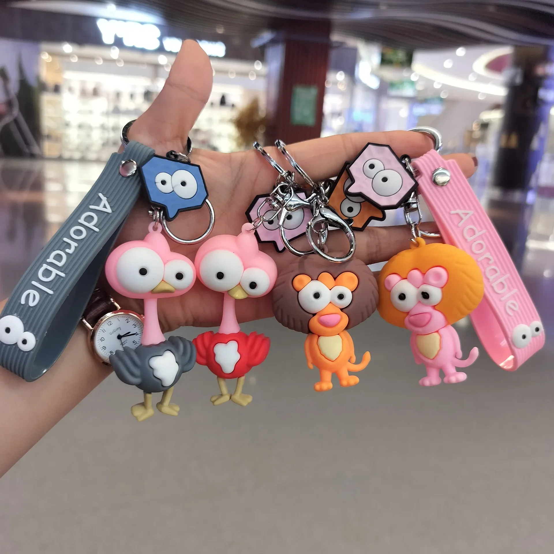 Factory Direct Cartoon animals keychain Panda Penguin Cute animal keychain Gift doll toy for kids car keyring