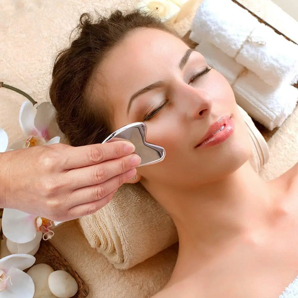 Guasha Massage for Face Stainless Steel Body Massager Facial Scraping Plate SPA Guasha Scraper for Neck Back Gua Sha Board 5
