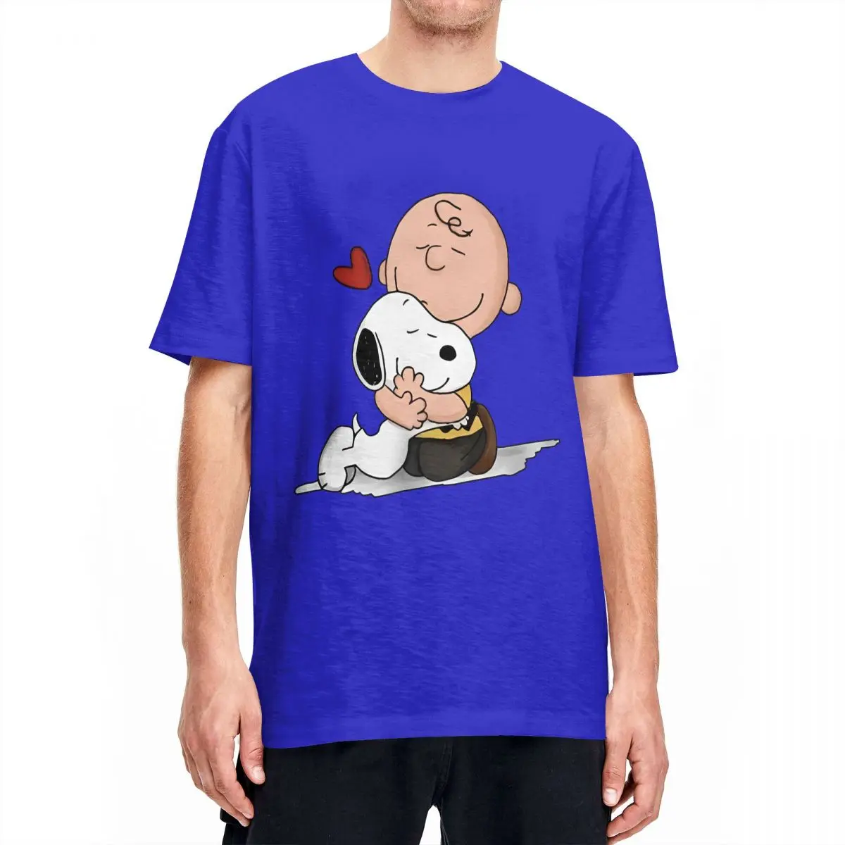 thumbnail image 1 of Camiseta de dibujos animados de Charlie Brown y Snoopy con forma de corazón de Peanuts, camisetas de manga corta, camisetas de algodón de cuello redondo de gran tamaño, 1 of 5