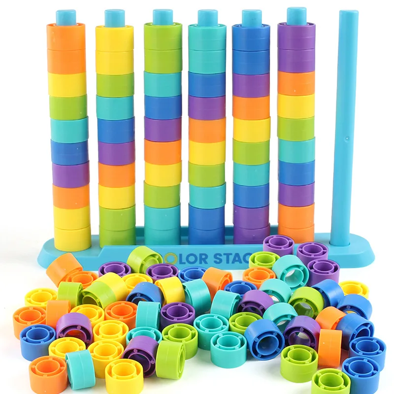 Rainbow Stacking Rings - Educational Toy for Color Recognition & Fine Motor Skills Development