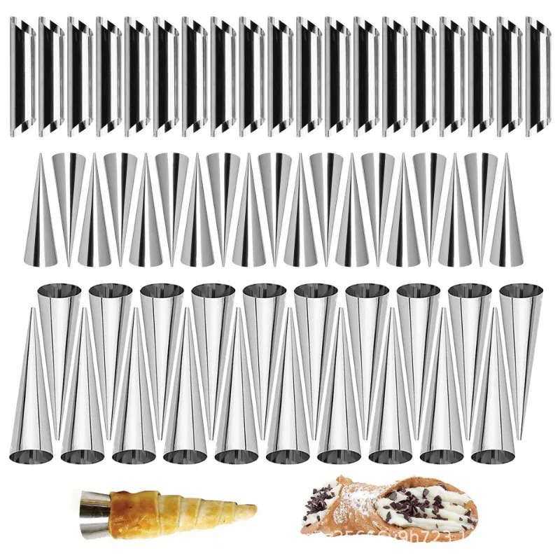 

16/33/61 Pcs Cream Horn Mold Cannoli Forms Tubes Kit Stainless Steel Baking Cones Pastry Roll Horn Croissant Mold Sets