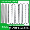 Durable 12 Inch Brushless Chainsaw Upgrade Kit 45 DL Chain Guide Bar with 3/8" Low Profile Pitch 0.050" Center Tooth Thickness 1