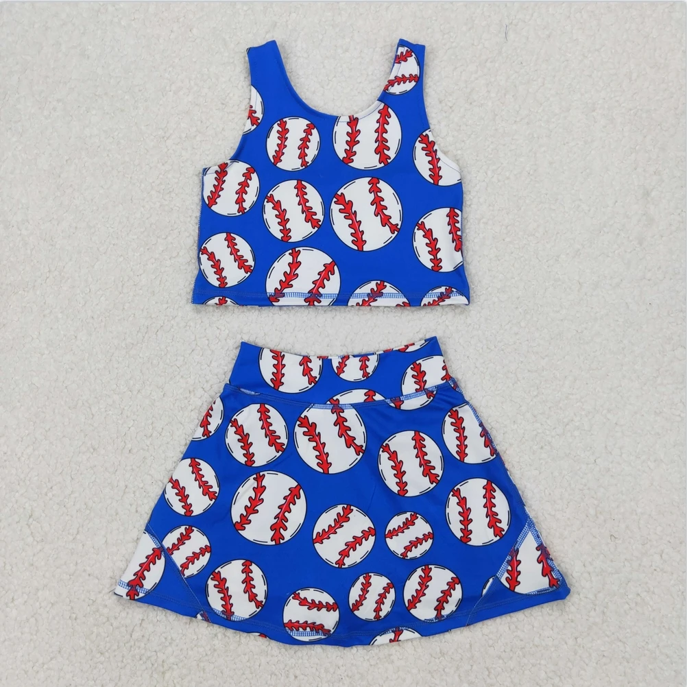 طفل فتاة الصيف رياضية Acive ارتداء مع القلاع الزرقاء سترة يوجا أعلى الرياضة Skorts طفل الفتيات الملابس فساتين مجموعات