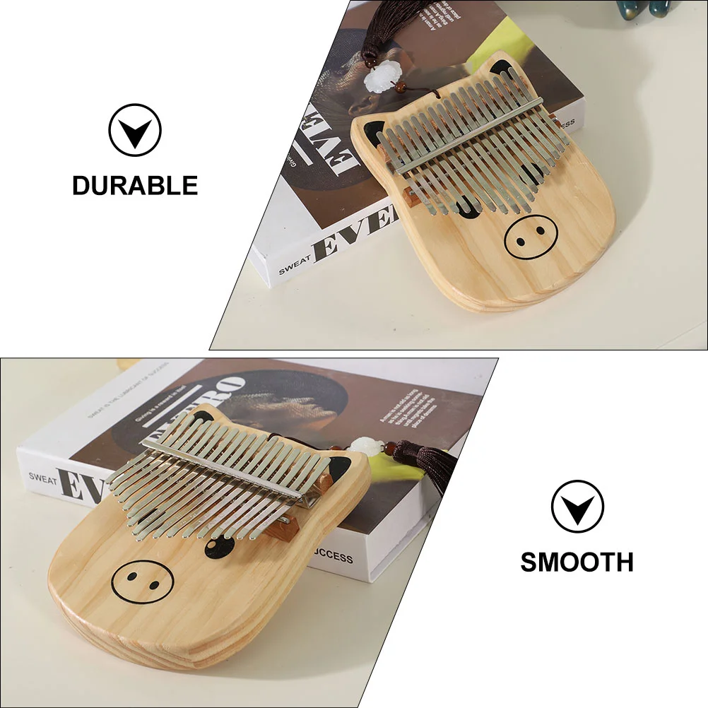 1pc Wooden Thumb Piano Kalimba 17-tone Cartoon Finger Piano for Music Lover Wooden Finger 17-tone