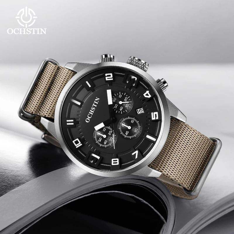 OCHSTIN2024 Personalized Trendy Creative Nylon Series Multi functional Quartz Movement Watch Men's Quartz Watch