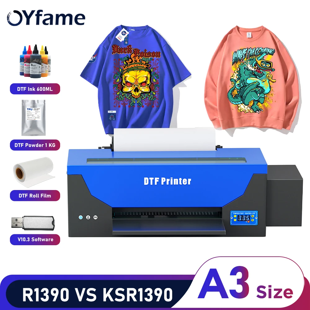 

OYfame A3 DTF Printer R1390 impresora Directly To Film DTF Trasnfer Printer for fabric clothes t shirt printing machine A3