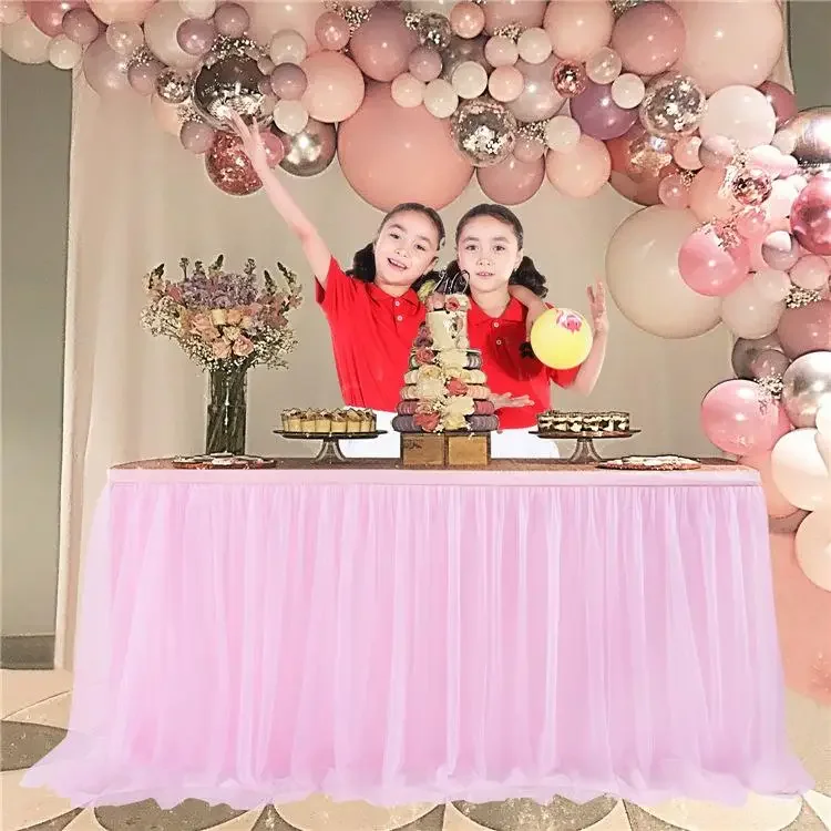 Gold-Rimmed Tulle Table Skirt 4