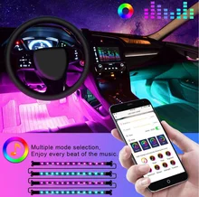 

Multiple App Bluetooth Control Foot Light Ambient Modes Atmosphere USB Backlight RGB Auto Interior Decorative Lamp LED Car Strip