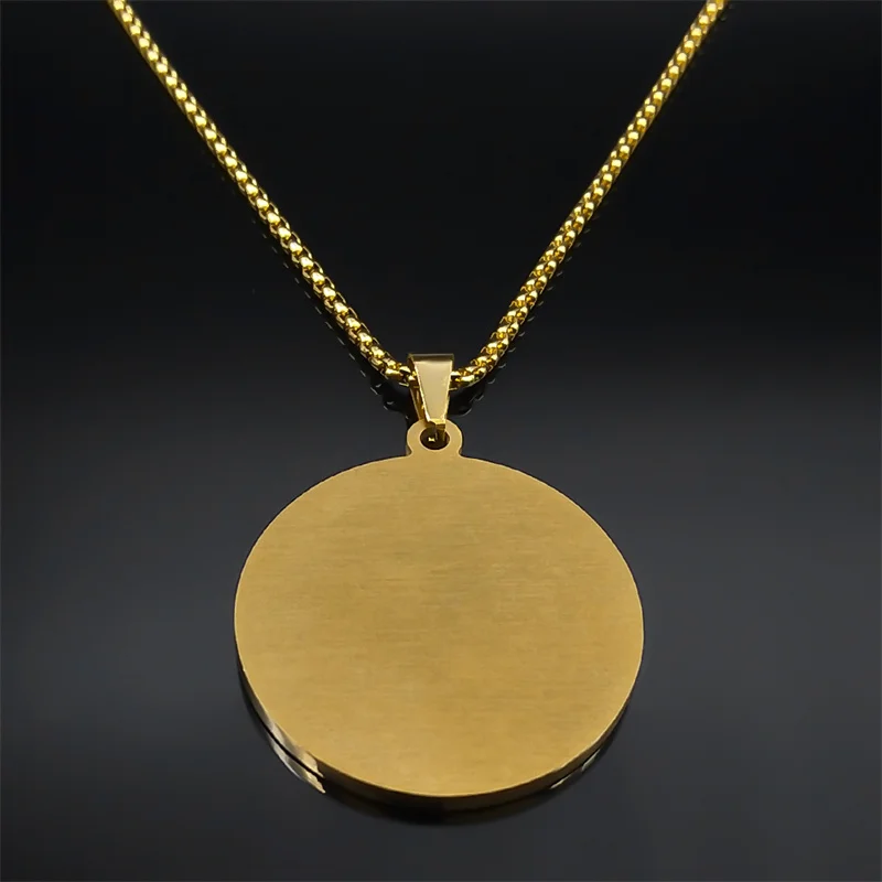 Collana Allah In Acciaio Inox Con Ciondolo Mezzaluna E Simbolo Islamico - Gioiello Religioso Unisex, Lunghezza Regolabile 45-50 Cm