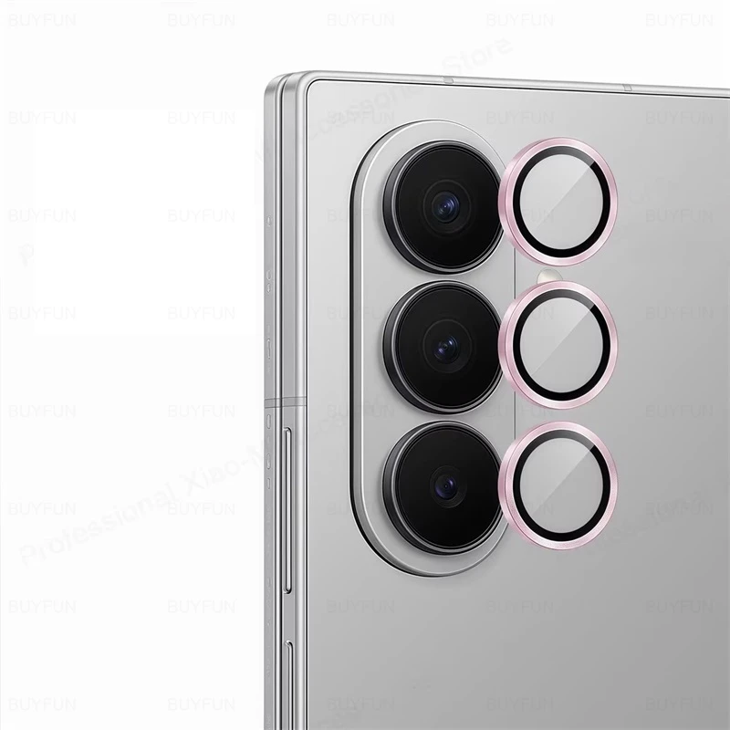 Clear Tempered Glass Camera Protector Case with Metal Ring - Rear Lens Cap for Samsung Galaxy Z Fold Series
