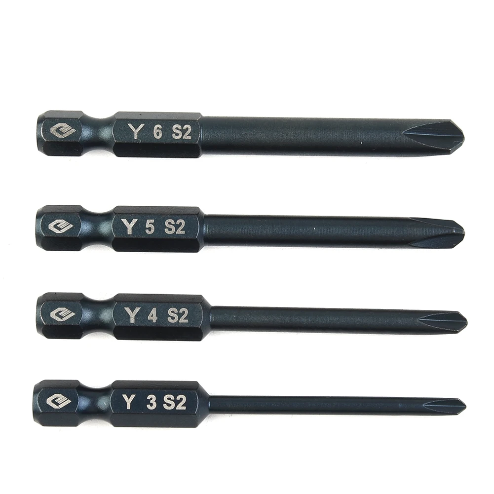 

4pcs 65mm 1/4in Hex Shank Tri-wing Electric Screwdriver Bit Magnetic Set Y3-Y6 Y-shaped Electric Screwdriver New