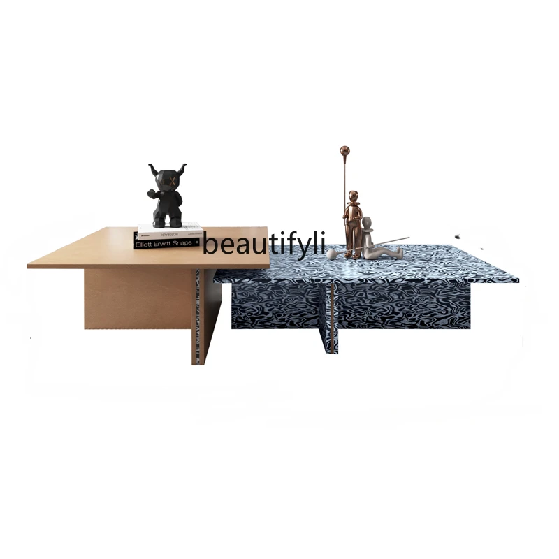 

Modern Light Luxury Coffee Table Small Apartment Living Room Home Italian Minimalist Size Combination Tea Table Solid Wood