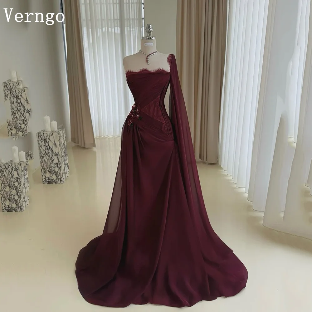 Robe De Soirée Max & Cleo Taille 6 - Mousseline De Soie, Sans Bretelles, Couleur Berry, Longueur Longue
