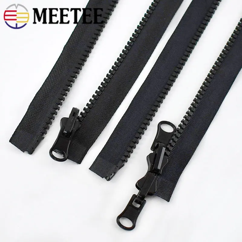 2Pcs Meetee 60-150cm 5# Nylon Invisible Waterproof Zippers Double Head Zips  for Sewing Jacket Bags Suitcases DIY Accessories