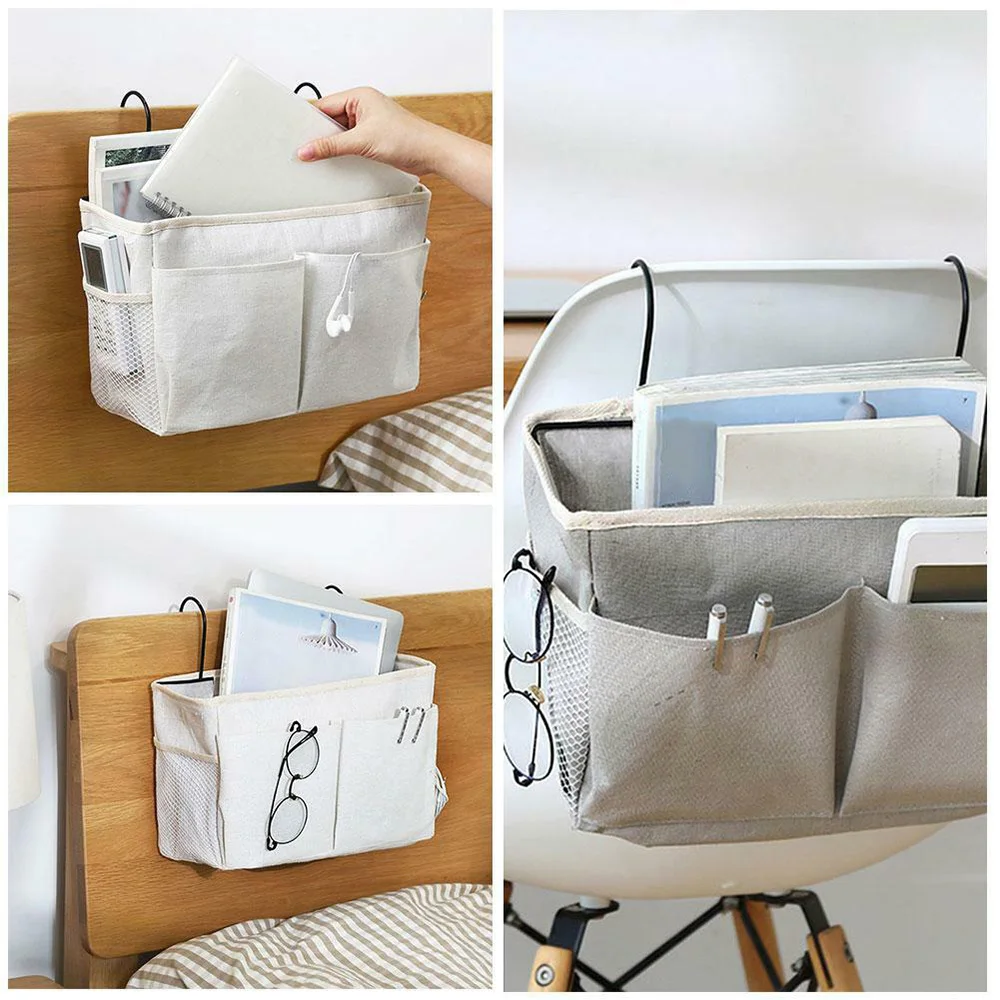 Bedside Hanging Pocket Storage Bag Bedroom Magazine Storage Pouch Diaper Caddy Toy Holder Baby Tissue Box Home Organizer 4