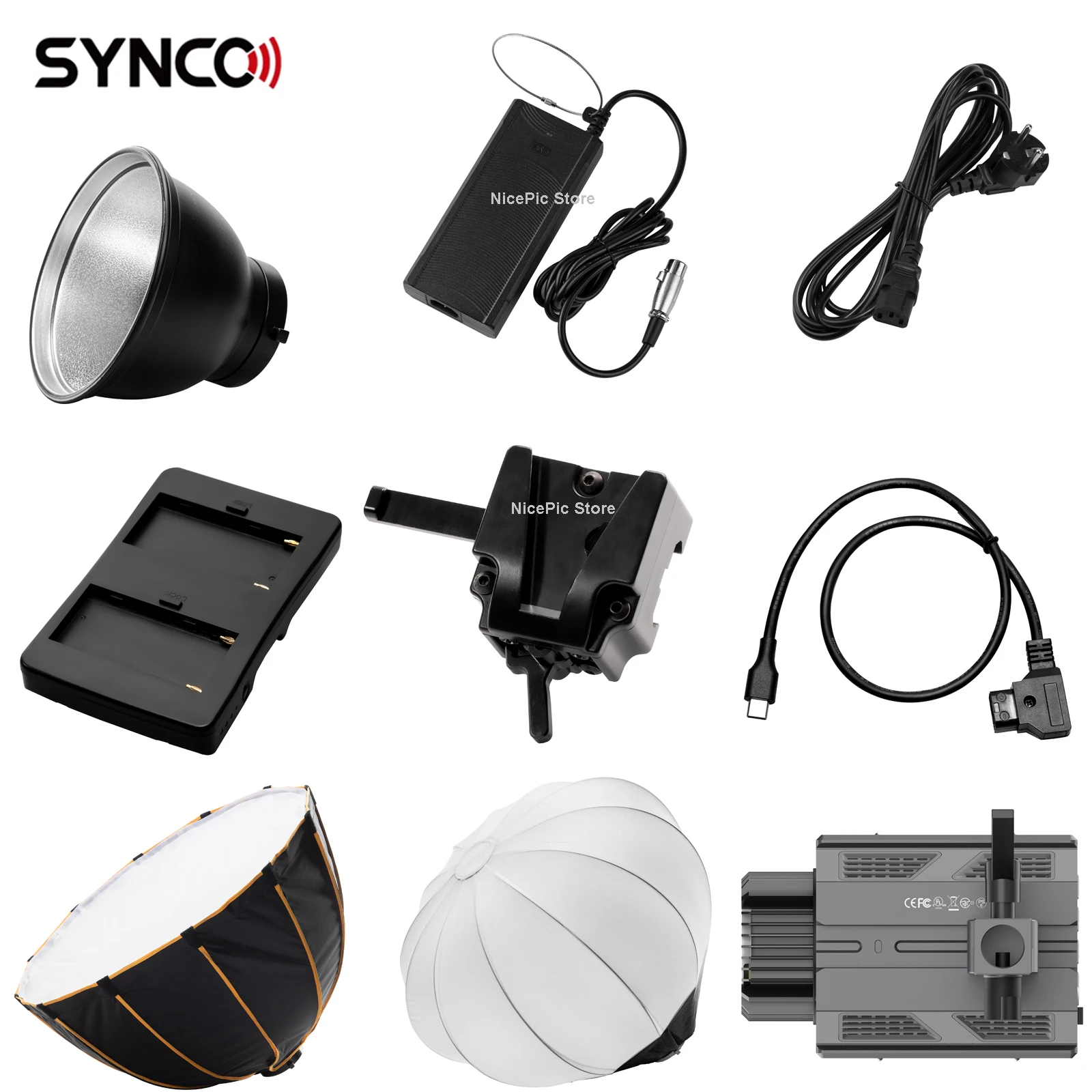 Synco Fotografia Luz Acessórios Softbox Refletor Cabo de Alimentação Bowens Anel Adaptador para Synco Colbor Cl60 Cl100x Cl220