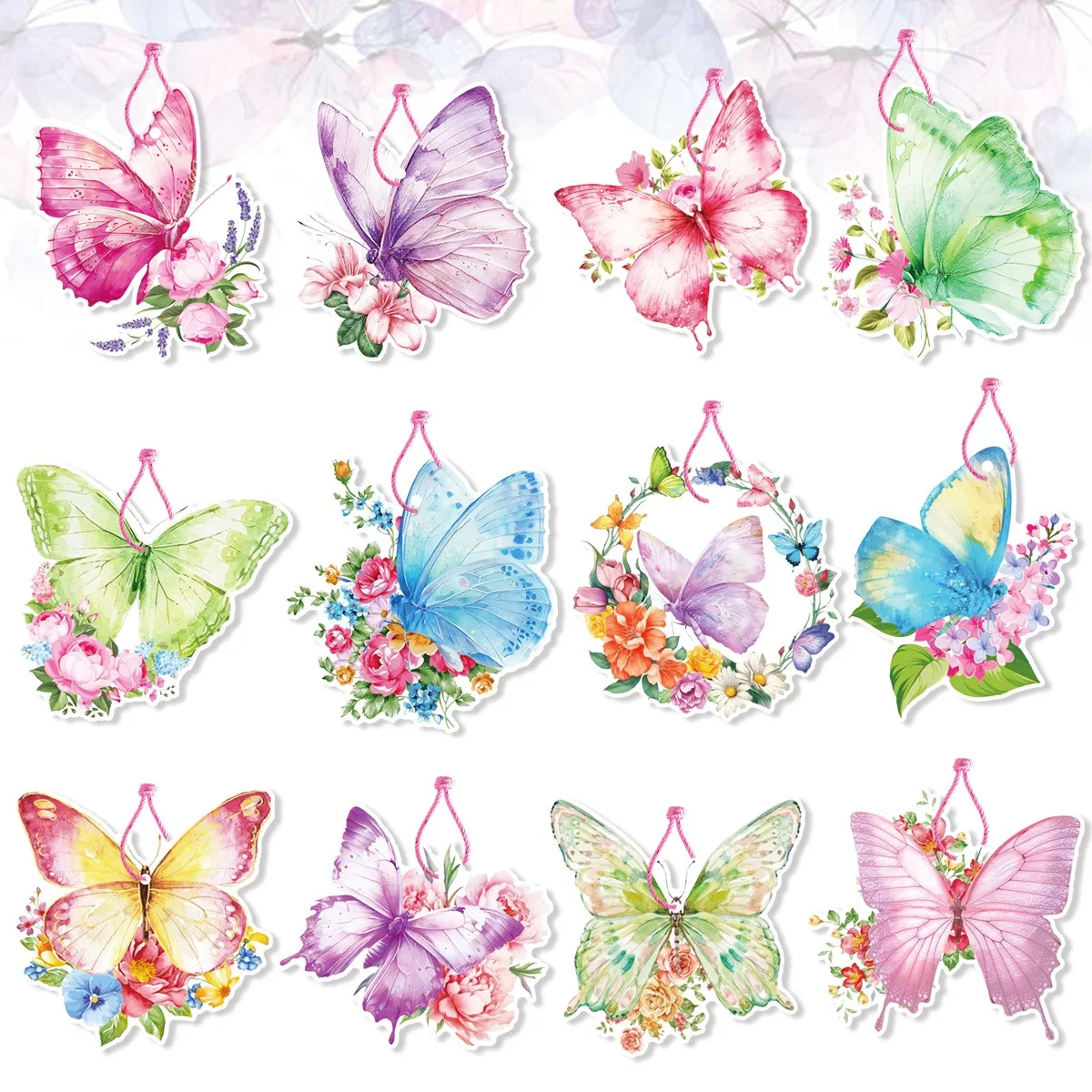 

Spring Butterfly Charm Hanging Pendant Butterfly Hanging Tags Ornaments Kids Happy Butterfly Theme Party Decorations