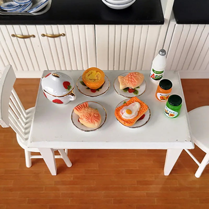 Miniature Doll House Porcelain Coffee and Tea Cups, Ceramic Tableware, Pink Flower Patten, Dollhouse Kitchen Accessories