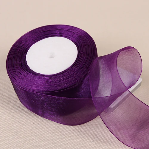 Luxurious Dark Purple Organza Ribbons - Wholesale Gift & Decoration Wrapping, 45 Meters