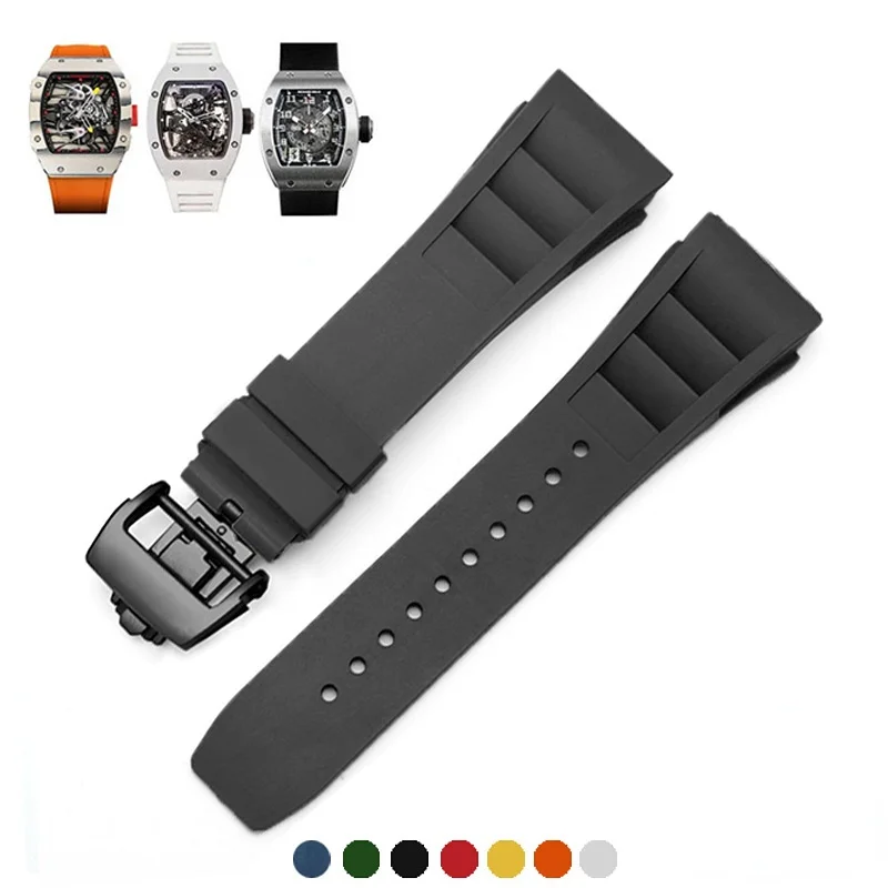 Uhgbsd Rubber Watch Band For Richard Mille Rm011 Watch Accessories Silicone Strap Replacement Bracelet Wristband