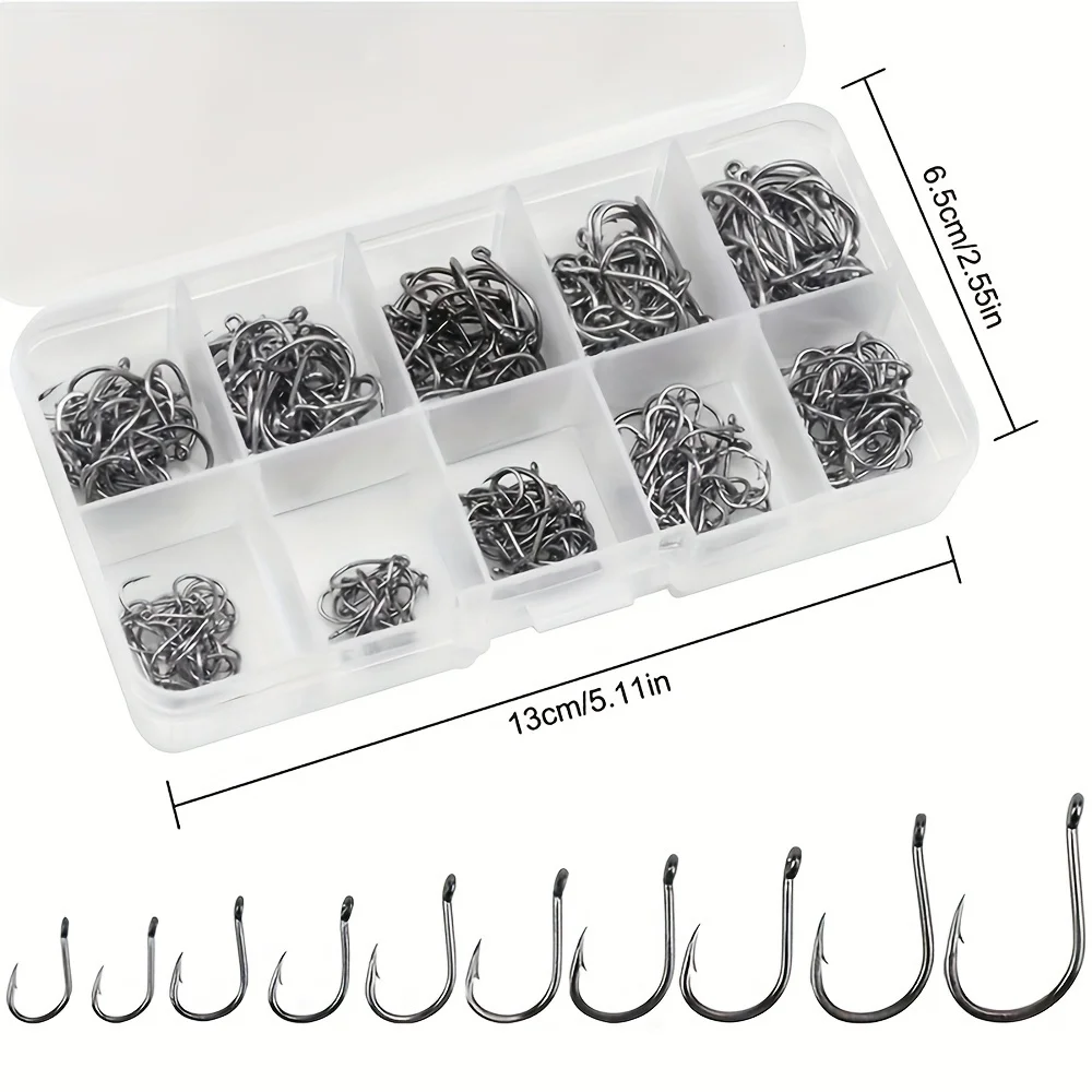 Fishing Hook 100-2000 Pieces Set Boxed Inverted Hooks Outdoor Fishing In Lakes Rivers