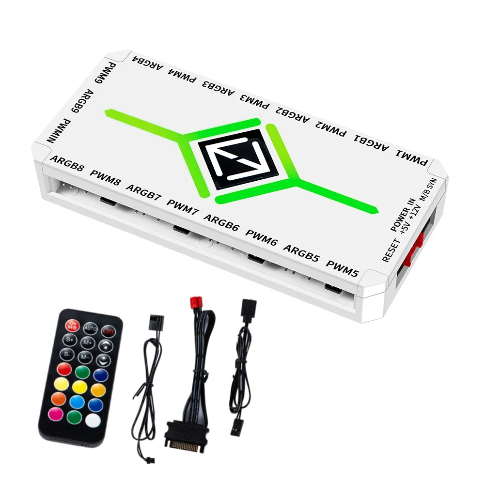 ARGB PWM Fan Hub Adapter With ARGB Controller 1To9 Port thumbnail 4