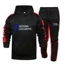 

National Geographic Men's Sweatshirt + Pants 2 Piece Set Casual Sportswear Hoodies Wear Autumn And Winter New Sportswear Suit