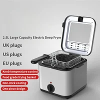 US/UK/EU 2L Stainless Steel Smart Air Fryer 110-220V Manual Electric Deep Fryer with Removable Basket Square Shape for Cooking 1