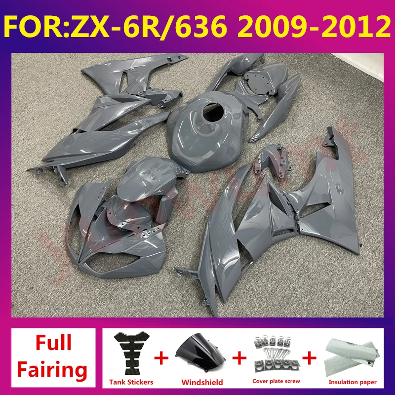 

New ABS Motorcycle Fairing kit Fit For kawasaki ZX6R 636 ZX-6R 2009 2010 2011 2012 full fairings kits bodywork zxmt set grey