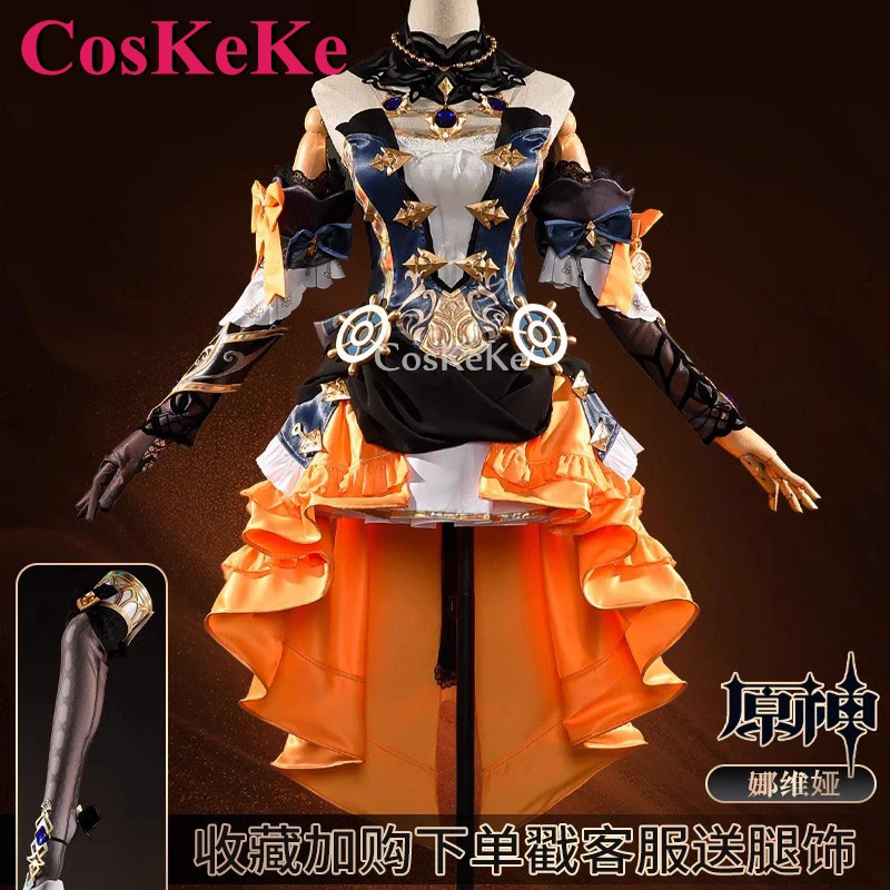 

CosKeKe Navia Cosplay Game Genshin Impact Costume Sweet Nifty Elegant Uniform Dress Halloween Party Role Play Clothing S-XXL New