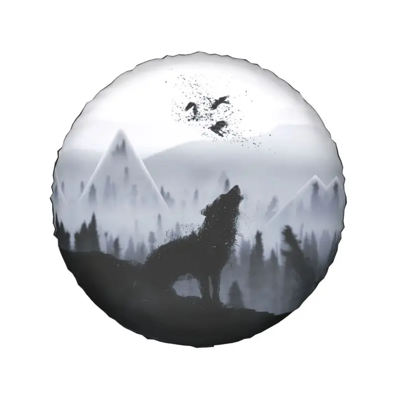 The Lone Wolf Tire Cover 4WD 4x4 SUV Wild Animal Spare Wheel Protector Universal Fit for Prado Pajero Jeep 14 15 16 