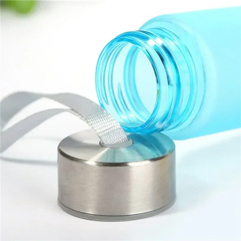 Frosted Transparent Plastic Cup Water Bottle Drinking Water Utensils Drinkware With Rope Travel Beverage Thermos Kitchen Dining