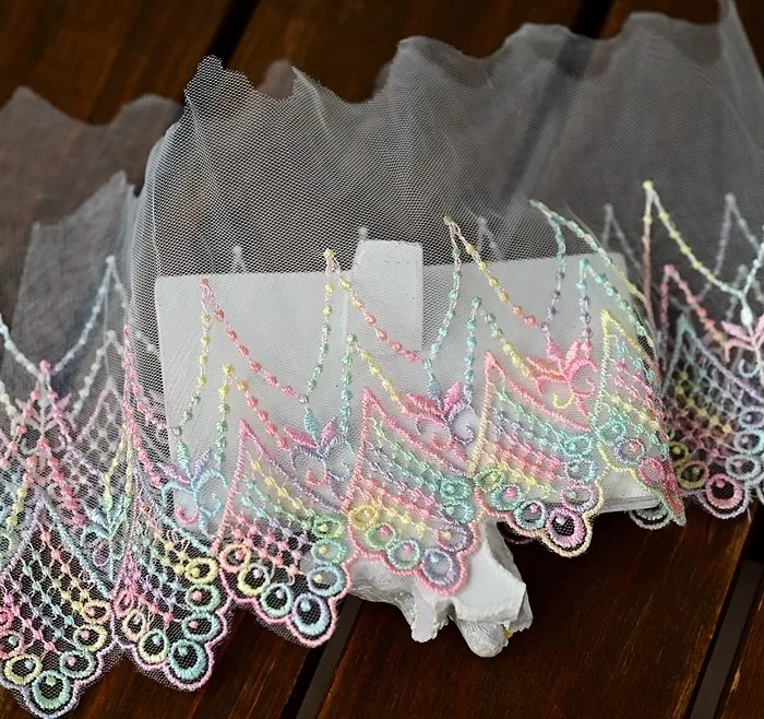 5Yard/Lot Farben Mesh Stoff Stickerei Spitzen besatz 9cm breite DIY Halskette hand gefertigte Lolita Kleidung Kleid Näh zubehör – Detail 15