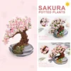 Sakura Potted Bouquet Building Blocks Plant Bonsai Succulent Model Bricks Ornaments Children's Educational DIY Toy Holiday Gifts 2