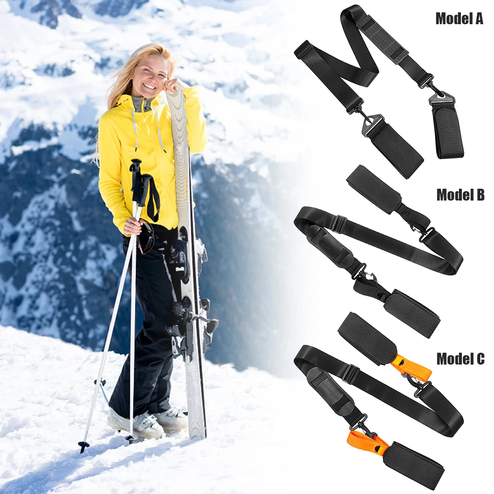 Ski Pole Carrying Strap Nylon Adjustable Ski Pole Shoulder Strap Skiboard Fixed Strap with Ant-Slip Pad Skiing Accessories 2