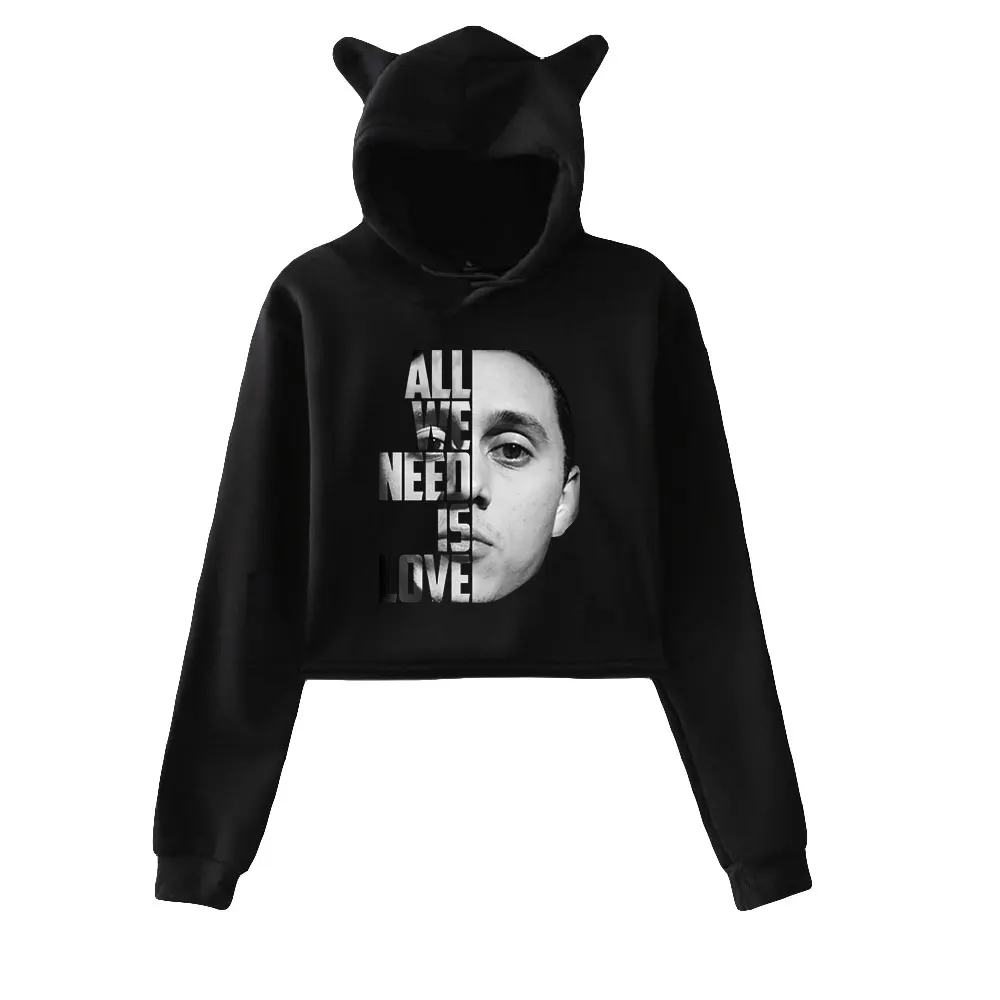 

Кроп-топ canserчел, толстовка с кошачьими ушками, укороченная Толстовка в стиле Харадзюку, уличная одежда, пуловер в стиле хип-хоп с длинными рукавами, топы, женские толстовки