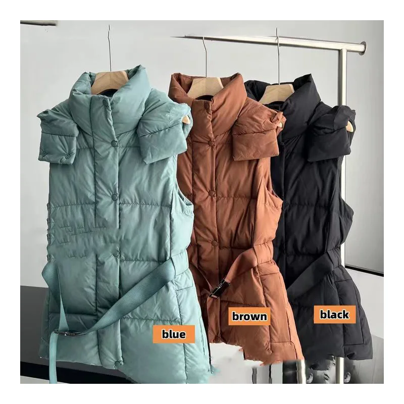 

LU Winter New Women's Three Color Lightweight, Warm, Fluffy, Slim Fit, Five Grid Puff Down Vest