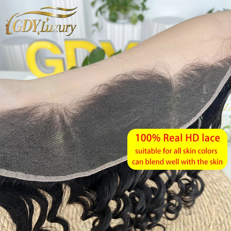 Loose Deep Wave 13x4 HD Lace Frontal Only Pre plucked Invisible Melt Skin Lace 4x4 5x5 Closure Raw Human Hair For Woman #1B