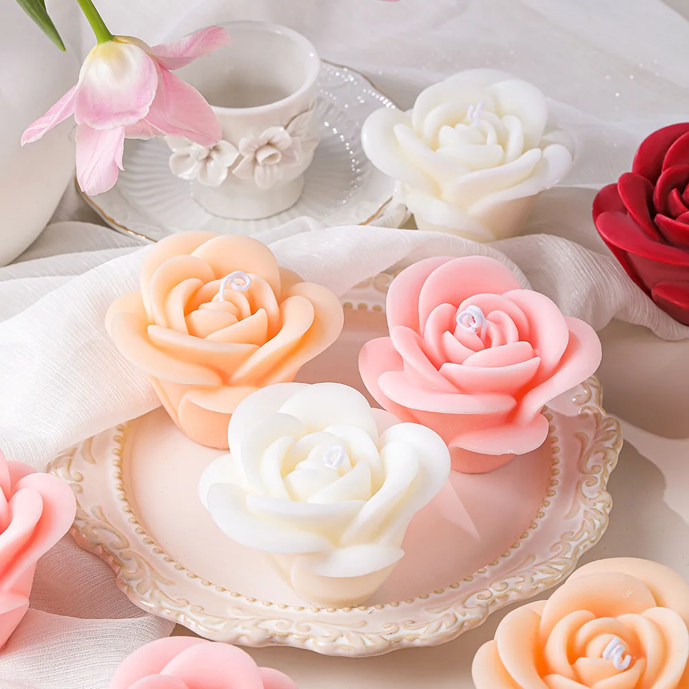2Pcs 3D Rose Silicone Molds, Rose Flower Chocolate Fondant Candy Mold Cake Decorating Tools Candle Making Supplies Soap Epoxy Resin Wax Melt Mold - Imported Products From USA