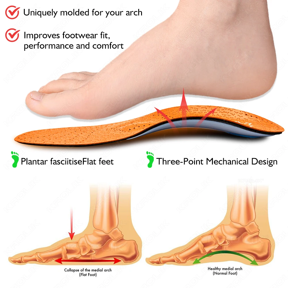 Plantillas ortopédicas de cuero para zapatos, plantillas ortopédicas para pies planos, soporte de arco alto, ajuste de suela en O/X inserto de corrección de pierna