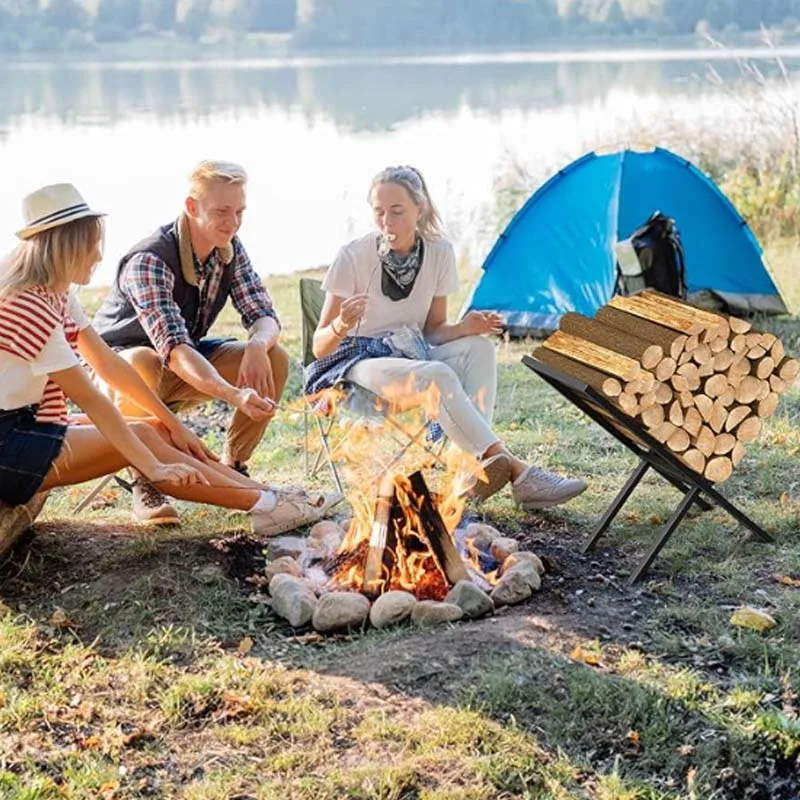 Firewood Rack Indoor for Fireplace Wood Storage,X-Shaped Firewood Log Holder OutdoorHeavy Duty Log Stacker Stand Storage Carrier 6