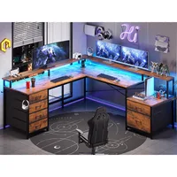 L Shaped Desk with 6 Drawer, 108" Home Office Desk, Corner Computer Desk with Monitor Shelf, Two Person Desk, Gaming Desk 1