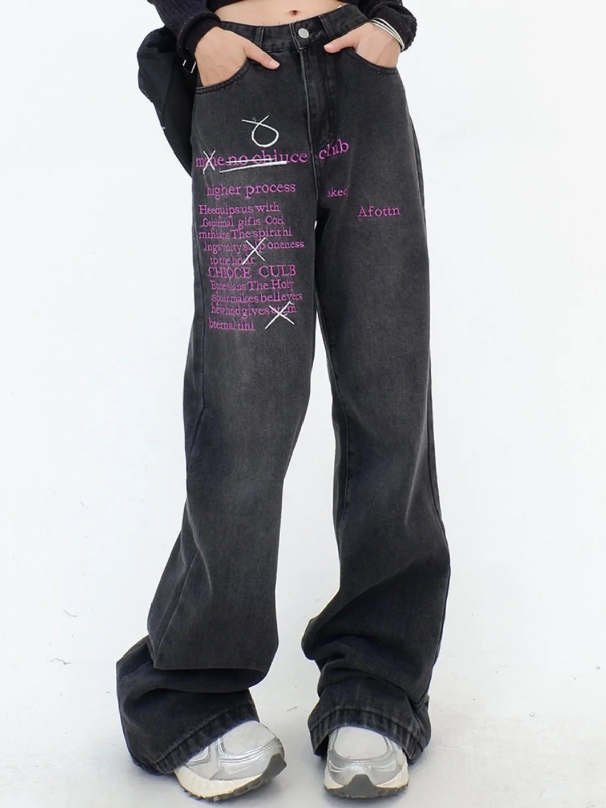 

Варенные микро-джинсы для женщин 2023 осень/зима новые свободные мягкие американские модные брендовые Широкие штаны