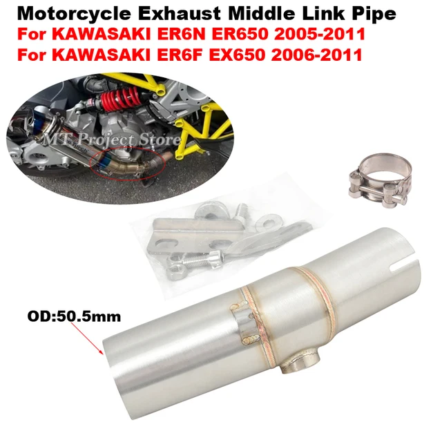 Slip On For KAWASAKI ER6N ER6F ER650 EX650 2005 - 2011 Motorcycle GP Exhaust Escape Modifie Muffler Moto 51mm Middle Link Pipe