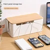 1 Pc Creative Simple Desktop Cable Box Bamboo Wood Cover Cable Box Plugboard Storage Box Power Cord Charger Storage Box 1