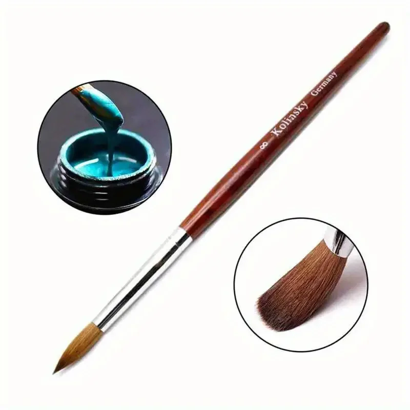 Description Picture 3 of itemKolinsky Acrylic Nail Art Brush Wooden Handle Round Shaped Nail Painting Brushes Size 8-24 for Nail Extension 3D Nails Carving