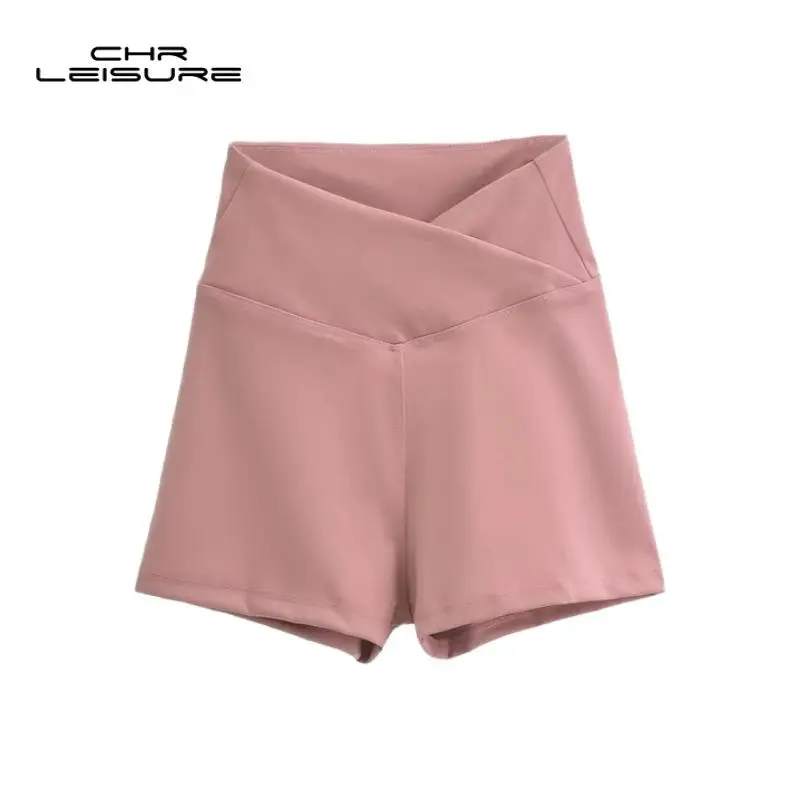 

CHRLEISURE Outdoors V High Waist Summer Shorts Woman Activewear Running Exercise Sport Shorts Athletic Sexy Solid Color Pants