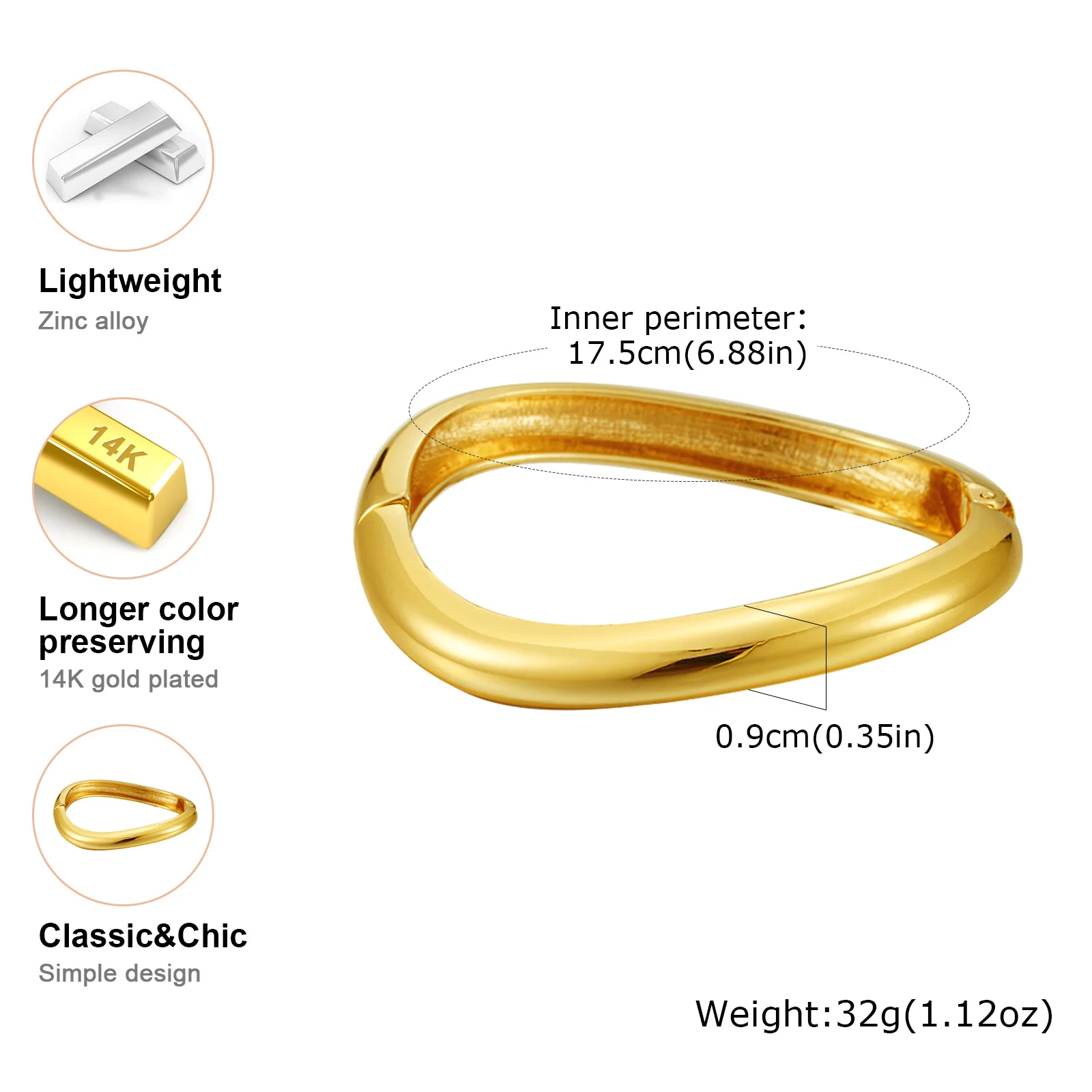 Punk Wave Open Cuff Bangles for Women Adjustable Irregular Arm Bracelet Jewelry Accessories