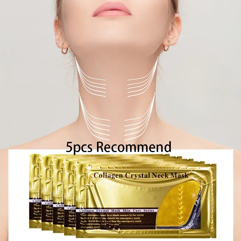 5pcs Collagen Golden Neck Mask Moisturizes Lightens Flat Neck Patterns Beautifying Neck Mask Lifting Crystal Mask