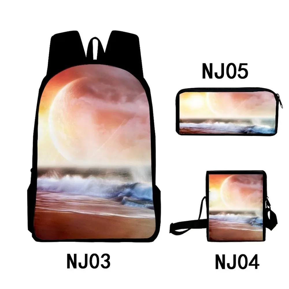 Fantásticas Cenário 3D Print School Bags, Mochila Estudantil, Mochila, Inclinada Bolsa de Ombro, Estojo de Lápis, Harajuku, Popu